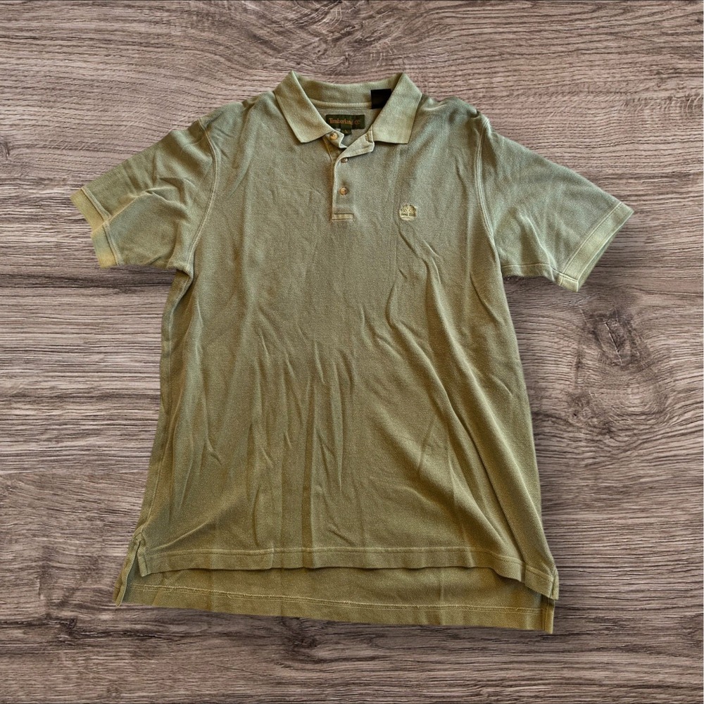 Vintage Timberland Classic Logo Polo Shirt Adult Large‎ Green Mens
